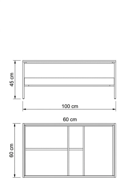 طاولة قهوة من الفولاذ وMDF والزجاج الشفاف 100×60×45 - AA11