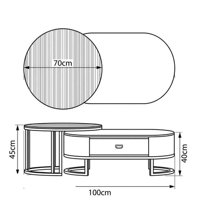 steel , wood and glass nesting coffee table - BB20