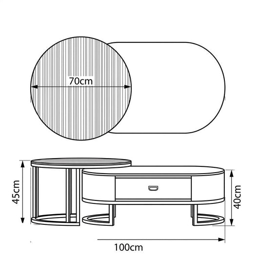 steel , wood and glass nesting coffee table - BB20