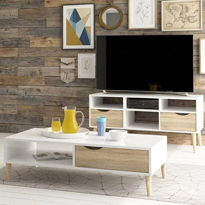 TV Unit and Coffee Table white and beige - TVCT11