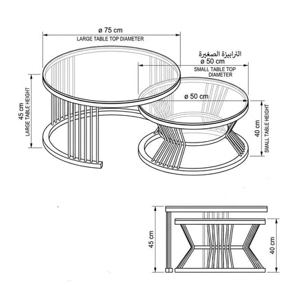 steel and MDF nesting coffee table - 2 piece - AA105