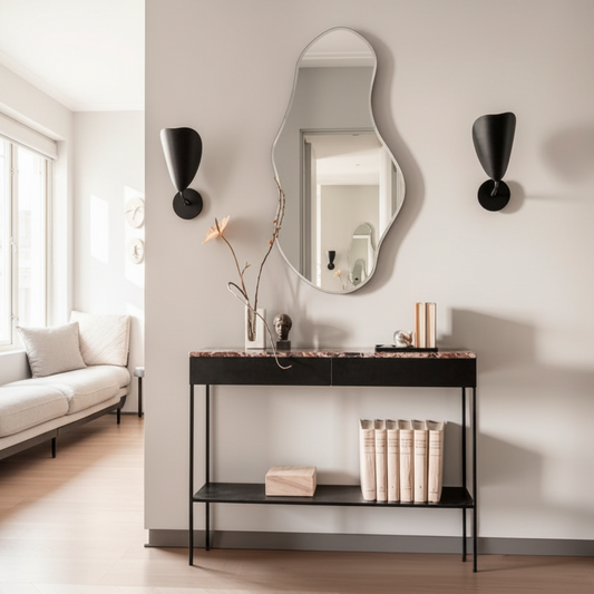 steel console with Mirror and MDF wood 120x35x90 - CL33