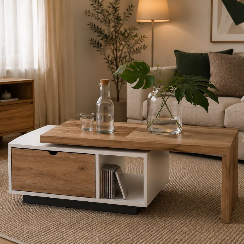 Table Unit Wooden & White - 100 x 50 x 40 cm - WCT4