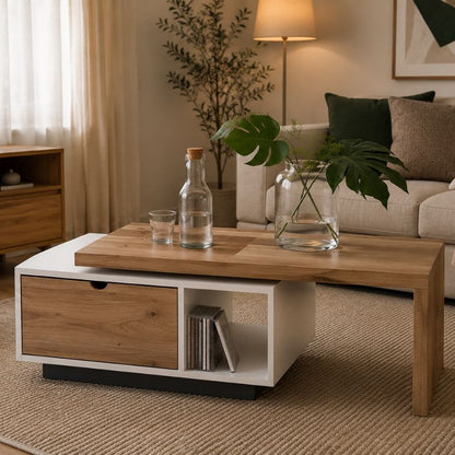 Table Unit Wooden & White - 100 x 50 x 40 cm - WCT4