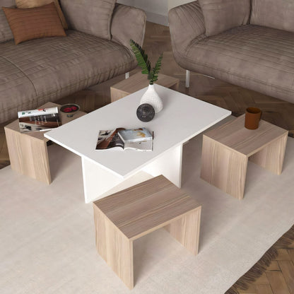 Table Unit White & Wooden - 100 x 60 x 45 cm - WCT3