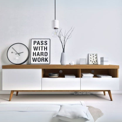 Tv Unit White & Wooden - 160 x 40 x 40 cm TVUO9