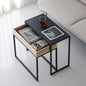 طاولات متداخلة جانبية من الفولاذ وخشب MDF باللونين الأسود والخشب من قطعتين - BB9