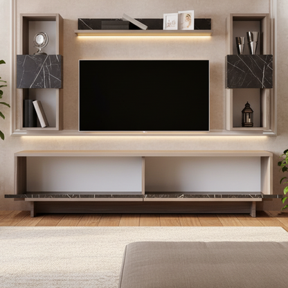 Tv Unit Wooden & Black - 180 x 40 x 40 cm - TVUO7