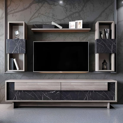 Tv Unit Wooden & Black - 180 x 40 x 40 cm - TVUO7