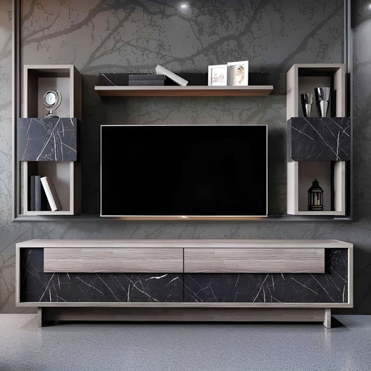 Tv Unit Wooden & Black - 180 x 40 x 40 cm - TVUO7