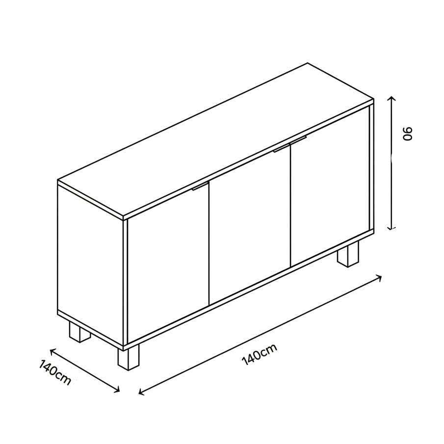Buffet | White & Wooden | 140 x 40 x 90 - BUF17