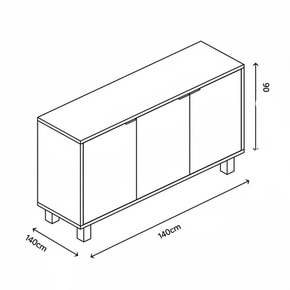 Buffet | White & Wooden | 140 x 40 x 90 - BUF17