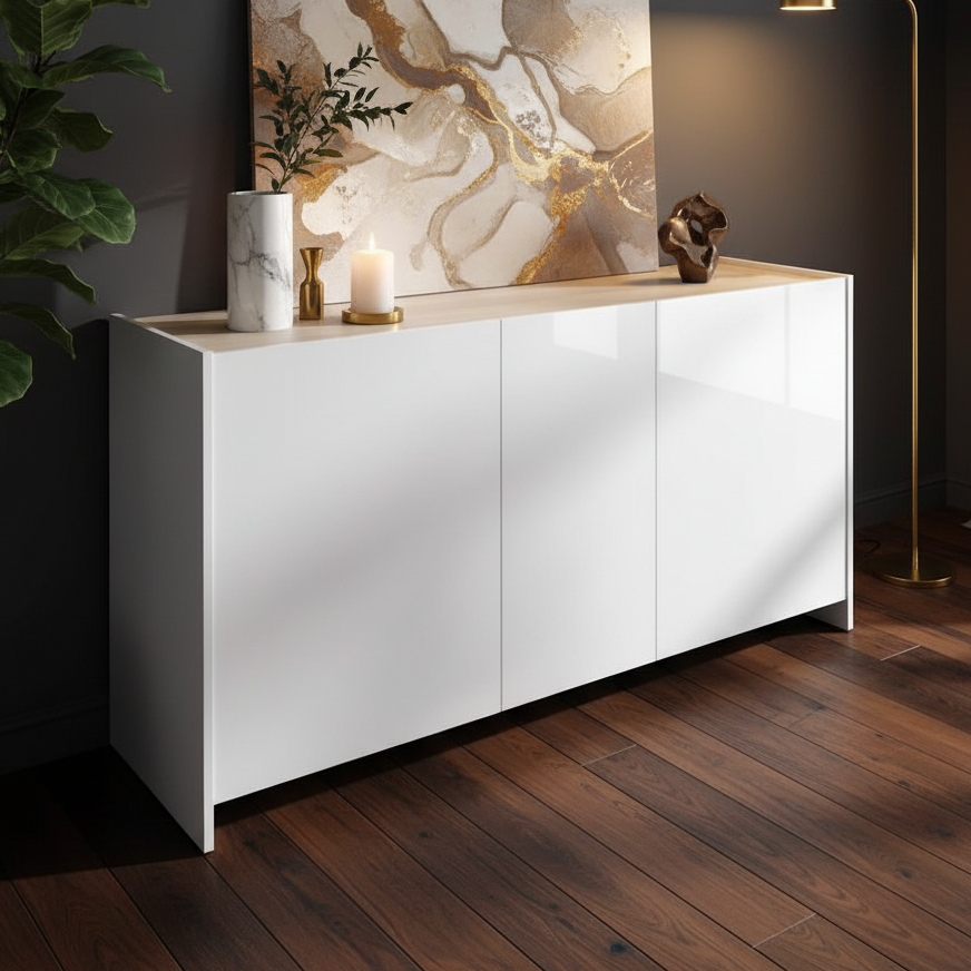 Buffet | White & Wooden | 140 x 40 x 90 - BUF17