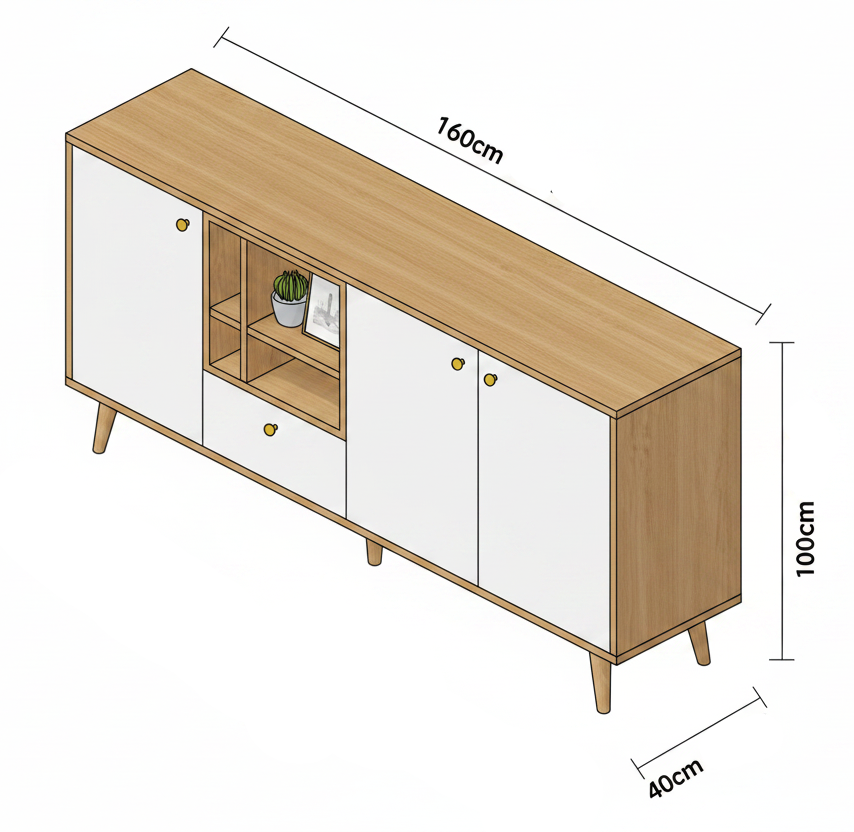 Buffet | White & Wooden - BUF60