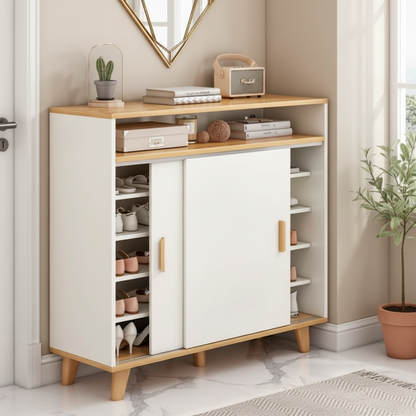 Shoe Closet White & wooden - 120 x 40 x 100 cm - WSH46