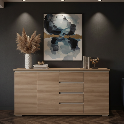 بوفيه | أبيض وخشبي | 160 × 40 × 90 - BUF19