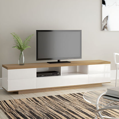 Tv Unit White & Wooden - 200 x 40 x 40 cm - TVUO3