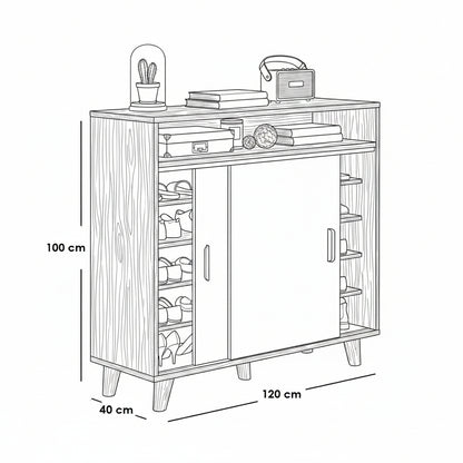 Shoe Closet White & wooden - 120 x 40 x 100 cm - WSH46