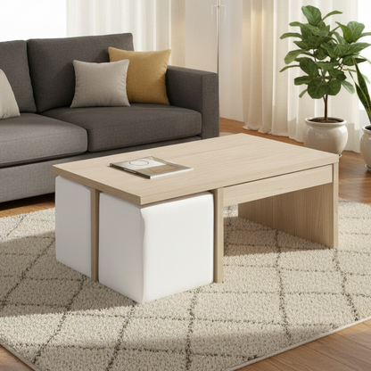 Table Unit Wooden & White - WCT34