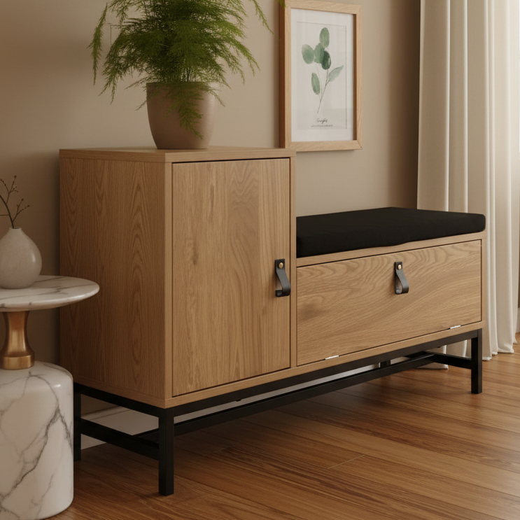 Shoe Closet Wooden & Black - 120 x 40 x 50 cm - WSH35
