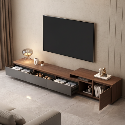 Tv Unit Black & Brown - 220 x 40 x 40 cm - TVUO1
