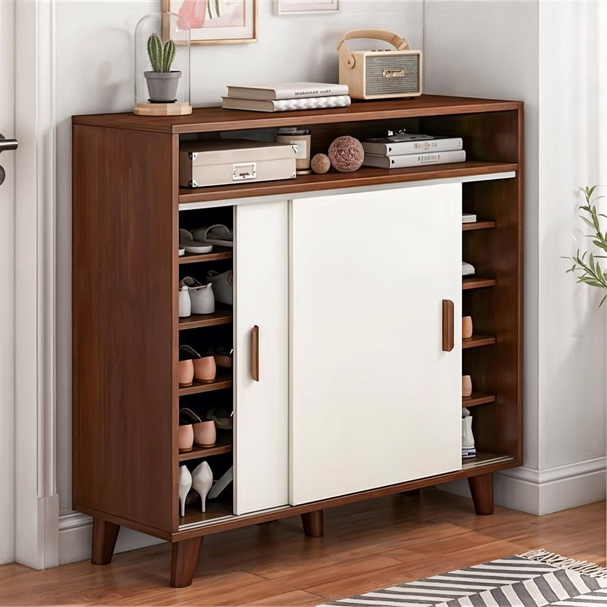 Shoe Closet White & BROWN - 120 x 40 x 100 cm - WSH46
