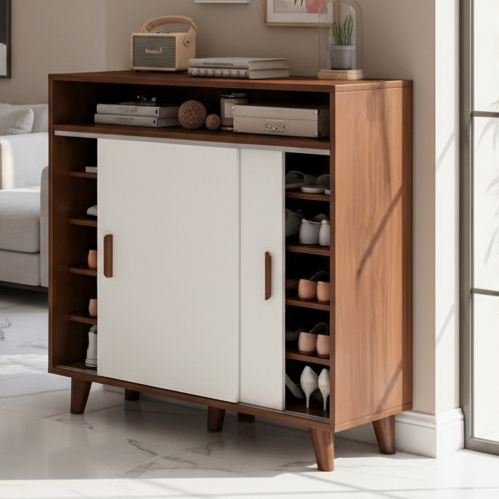 Shoe Closet White & BROWN - 120 x 40 x 100 cm - WSH46