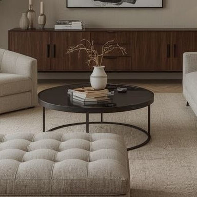 steel center coffee table and MDF wood 80×45 - A22