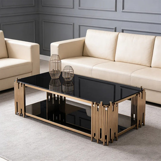 Steel and glass center coffee table 100×60×45 - AA103