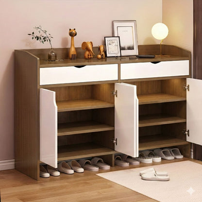 Shoe Closet White & Brown - 140 x 40 x 110 cm - WSH34