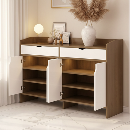 Shoe Closet White & Brown - 140 x 40 x 110 cm - WSH34