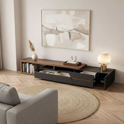 Tv Unit Wooden & Black - 240 x 40 x 40 cm - TVUO4