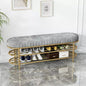 Steel shoe bench gold and green padding 120x40x60 - SR31