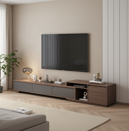 Tv Unit Black & Brown - 220 x 40 x 40 cm - TVUO1