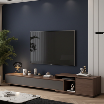 Tv Unit Black & Brown - 220 x 40 x 40 cm - TVUO1