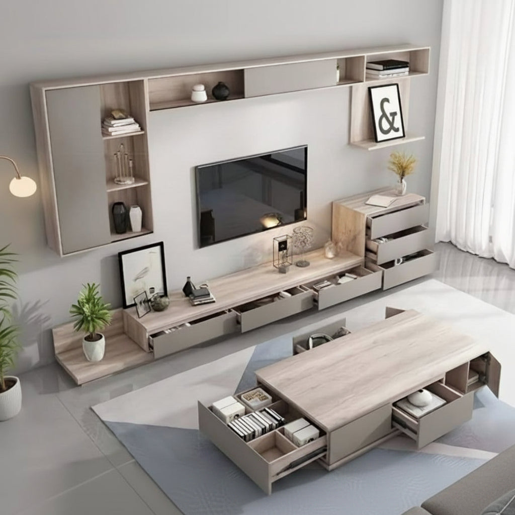 Living Room Set Biege & Grey - TVCT39