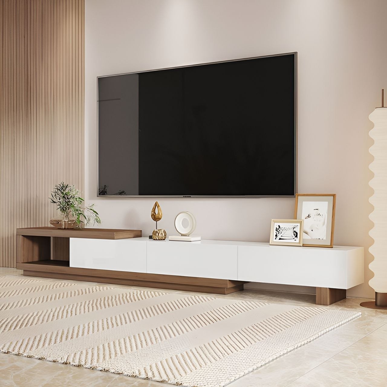 Tv Unit White & Brown - 240 x 40 x 40 cm - TVUO2