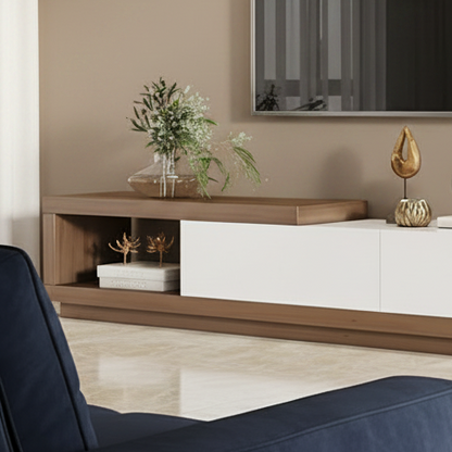 Tv Unit White & Brown - 240 x 40 x 40 cm - TVUO2