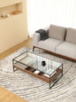 طاولة قهوة من الفولاذ وMDF والزجاج الشفاف 100×60×45 - AA11