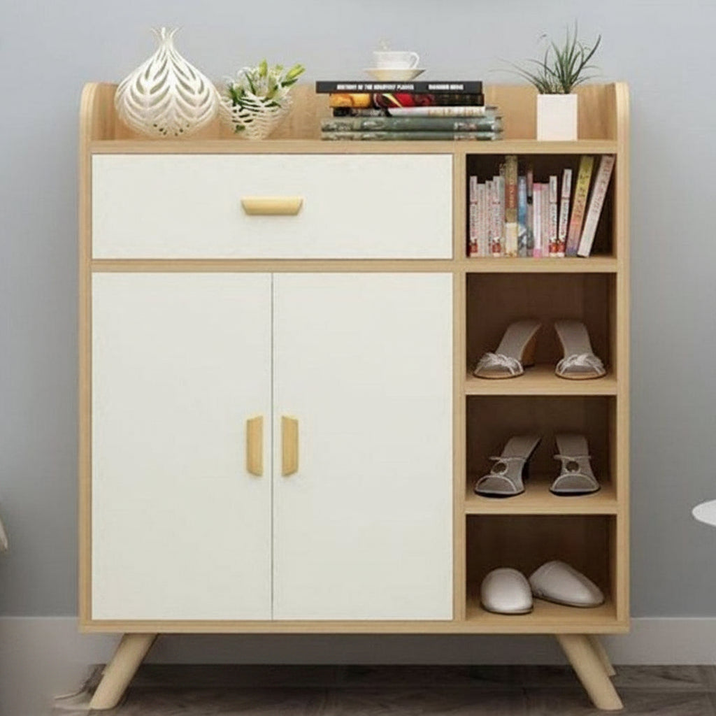 Shoe Closet White & Wooden - 100x35x100 - WSH49
