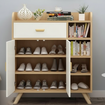 Shoe Closet White & Wooden - 100x35x100 - WSH49