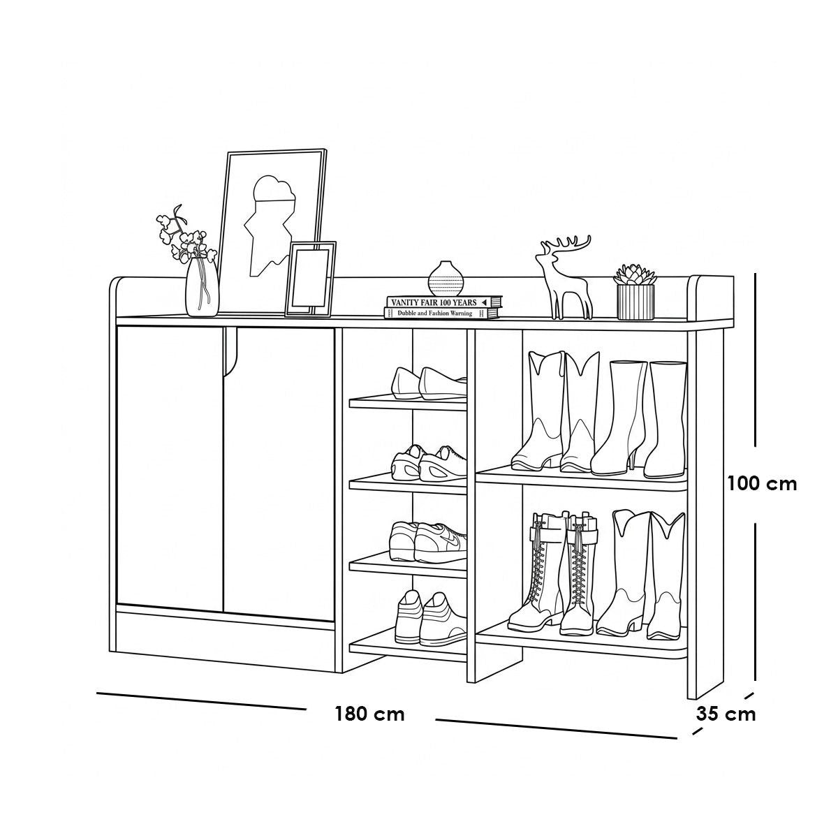 Shoe Closet White & Brown - WSH55