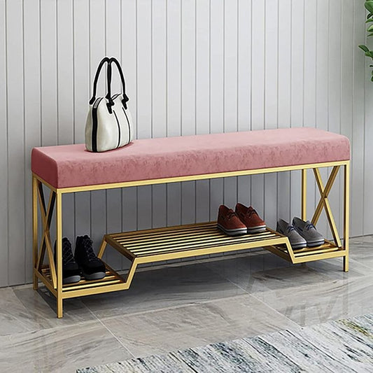 Steel shoe rack gold and pink padding with 120x40x50 - SR11