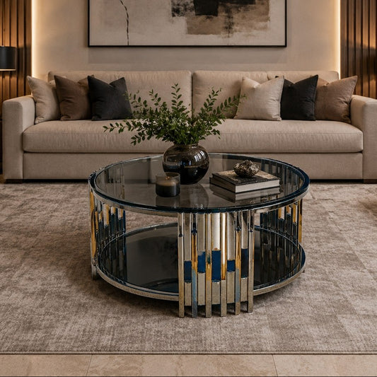 stainless steel and glass center coffee table 75×45 - AA112