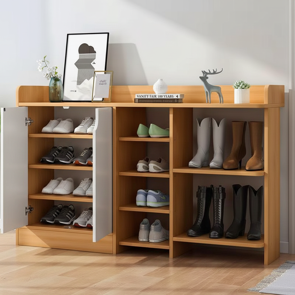 Shoe Closet White & Wooden - WSH56