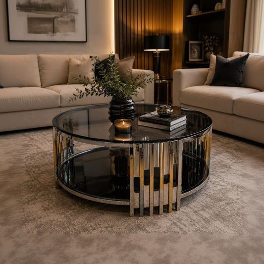 stainless steel and glass center coffee table 75×45 - AA112