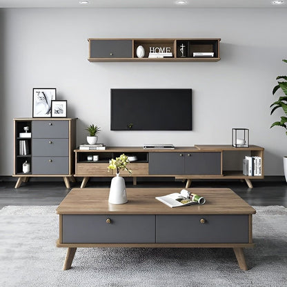 Living Room Set Black & Wooden - TVCT41