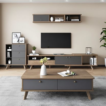 Living Room Set Black & Wooden - TVCT41