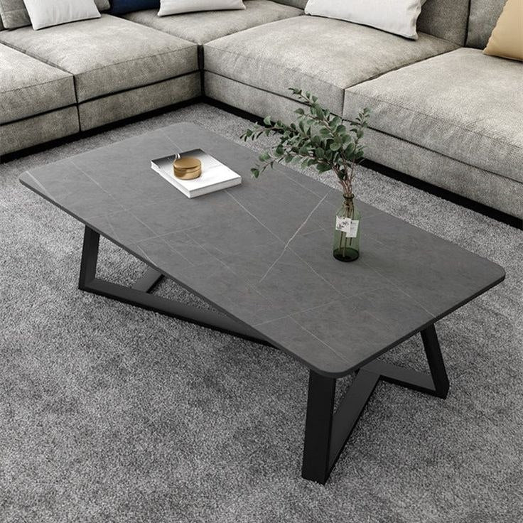 طاولة قهوة مركزية من الفولاذ وخشب MDF، مقاس 100×60×45 سم - AA13