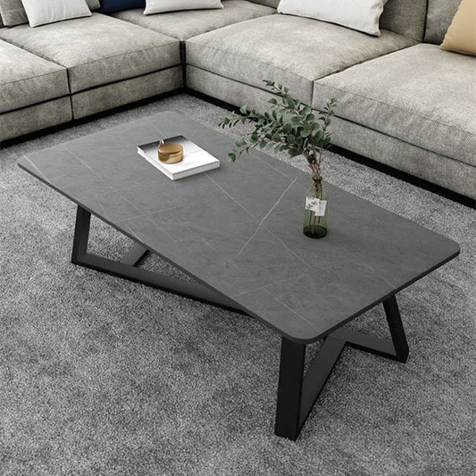 طاولة قهوة مركزية من الفولاذ وخشب MDF، مقاس 100×60×45 سم - AA13